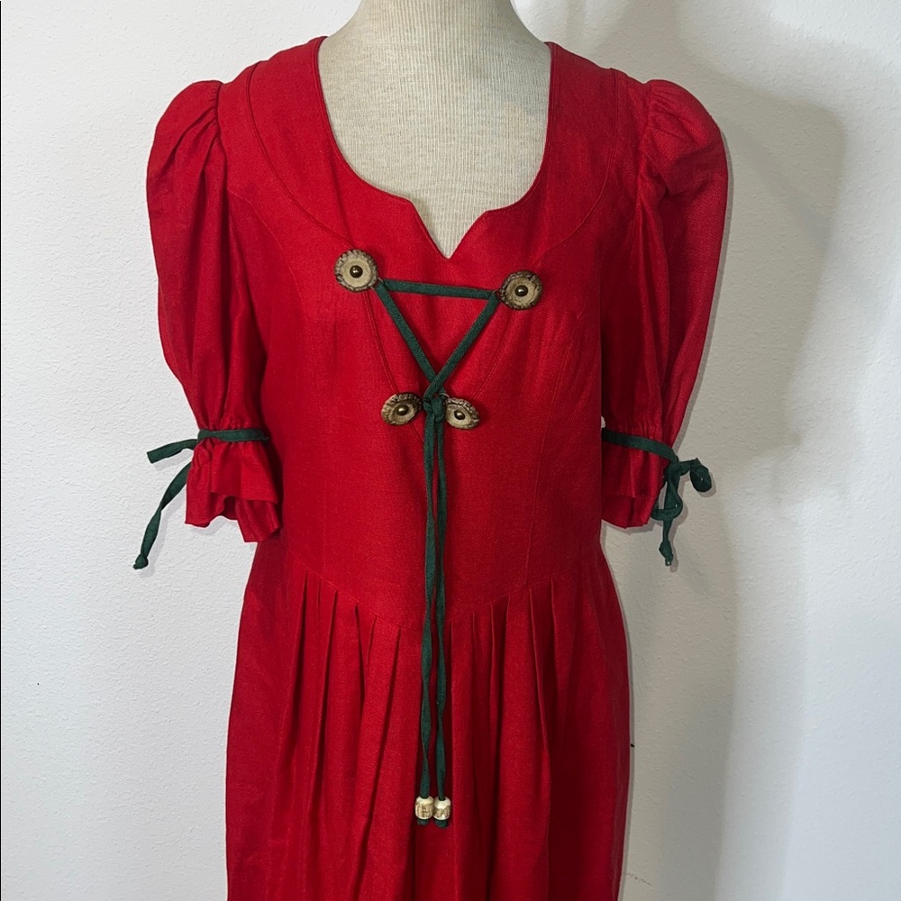 M & G Octoberfest Bavarian German Folk Linen Blend Dress - Picture 3 of 5